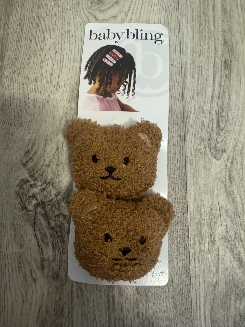 baby bling Brown Teddy Bear Plush Hair Clips - Set of 2